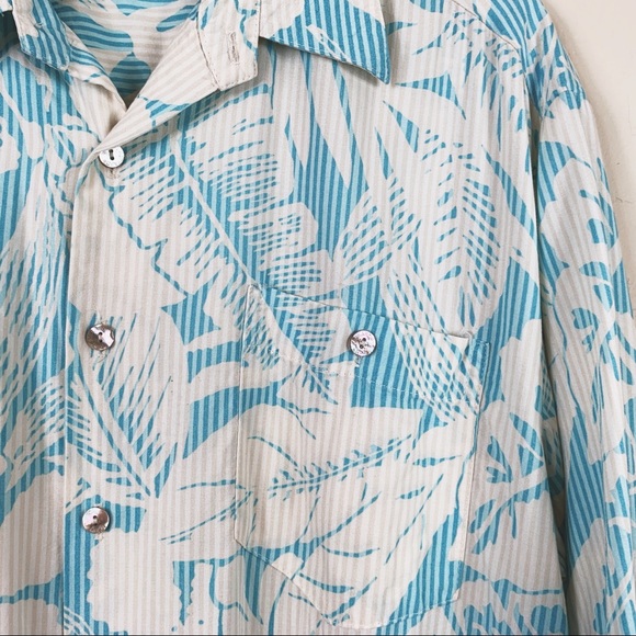 TORI RICHARD SS Aqua Hawaiian Aloha Surf Shirt M - Picture 2 of 4